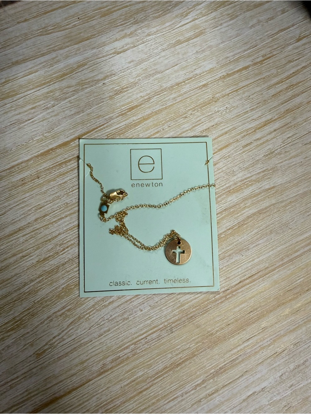 Enewton Gold Cross Disc Necklace with Turquoise Accent